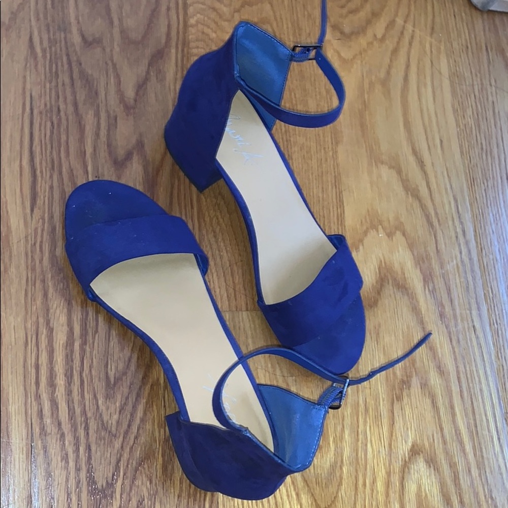 Royal blue heeled sandals